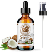 Bella Terra Oils fractionated coconut oil bottle highlights versatile carrier for skin and hair.