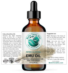 Huile Emu Bella Terra Oils, extraction à froid pour une pureté naturelle.