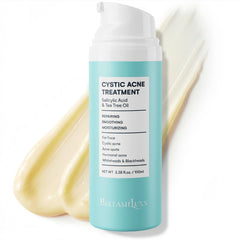 BellamiLuxx lotion acné visage pompe, application précise et hydratation légère.
