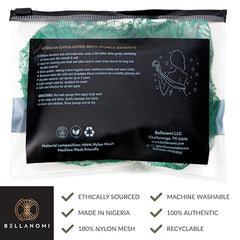 Éponge Bellanomi net exfoliante Africaine, couleur vert émeraude adaptée à l uso quotidien.