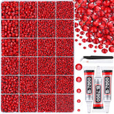 BELLEBOOST boîte de pierres rouges 24 grilles pour designs éclatants.