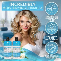 Après-shampooing Bellisso, bouteille nourrissante pour des cheveux doux et brillants.