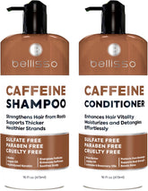 Bellisso caféine shampooing bouteille — volume léger et revitalisant.