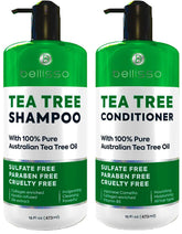 Bellisso Shampoing arbre-à-thé – bouteille élégante pour une utilisation quotidienne et rafraîchissante.