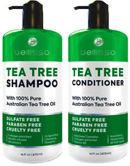 Bellisso Shampoing arbre-à-thé – bouteille élégante pour une utilisation quotidienne et rafraîchissante.