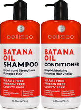Bellisso Shampoing Batana, bouteille sans sulfates, pour plus de volume.