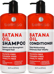 Bellisso Shampoing Batana, bouteille sans sulfates, pour plus de volume.