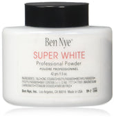 Poudre visage blanche Ben Nye, fixation légère pour maquillage clown et création fantastique.