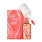 Benefit Cha Cha Tint dans sa bouteille, teinte mangue durable pour lèvres et joues.