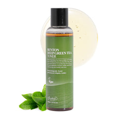 BENTON Deep Green Tea Toner — bouteille claire, soin léger pour peaux sensibles et grasses