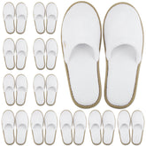 BERGMAN KELLY chaussons spa blancs avec bord cacao, confort doux et semelle antidérapante
