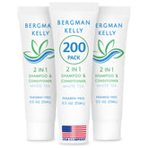 Bergman Kelly shampoing 2-en-1 emballage scellé: hygiène fiable pour voyages.