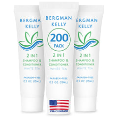 Bergman Kelly shampoing 2-en-1 emballage scellé: hygiène fiable pour voyages.