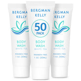 BERGMAN KELLY travel-size body wash in a foil-sealed tube for hotels