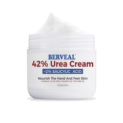 Crème Berveal Urea 42% pour pieds, présentation bouteille et hydratation ciblée