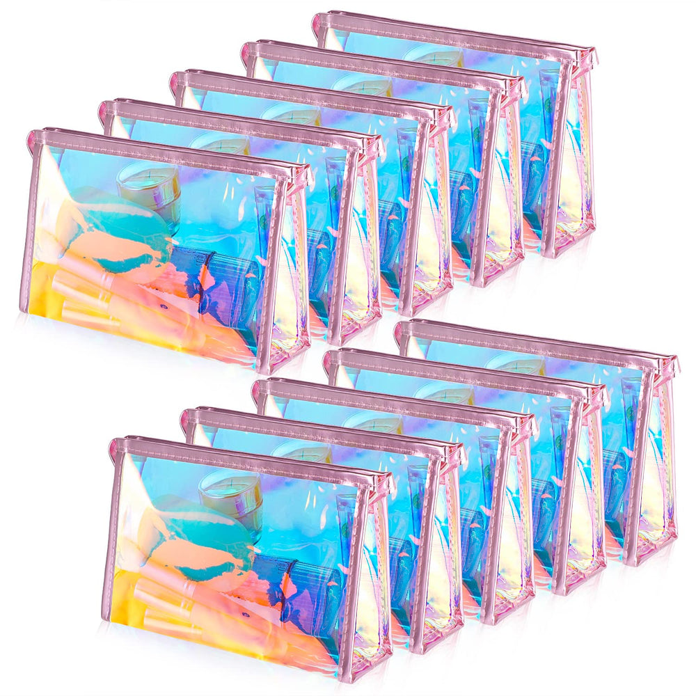 Sac Besarme maquillage holographique, 10 pièces, rangement élégant et pratique pour le voyage.