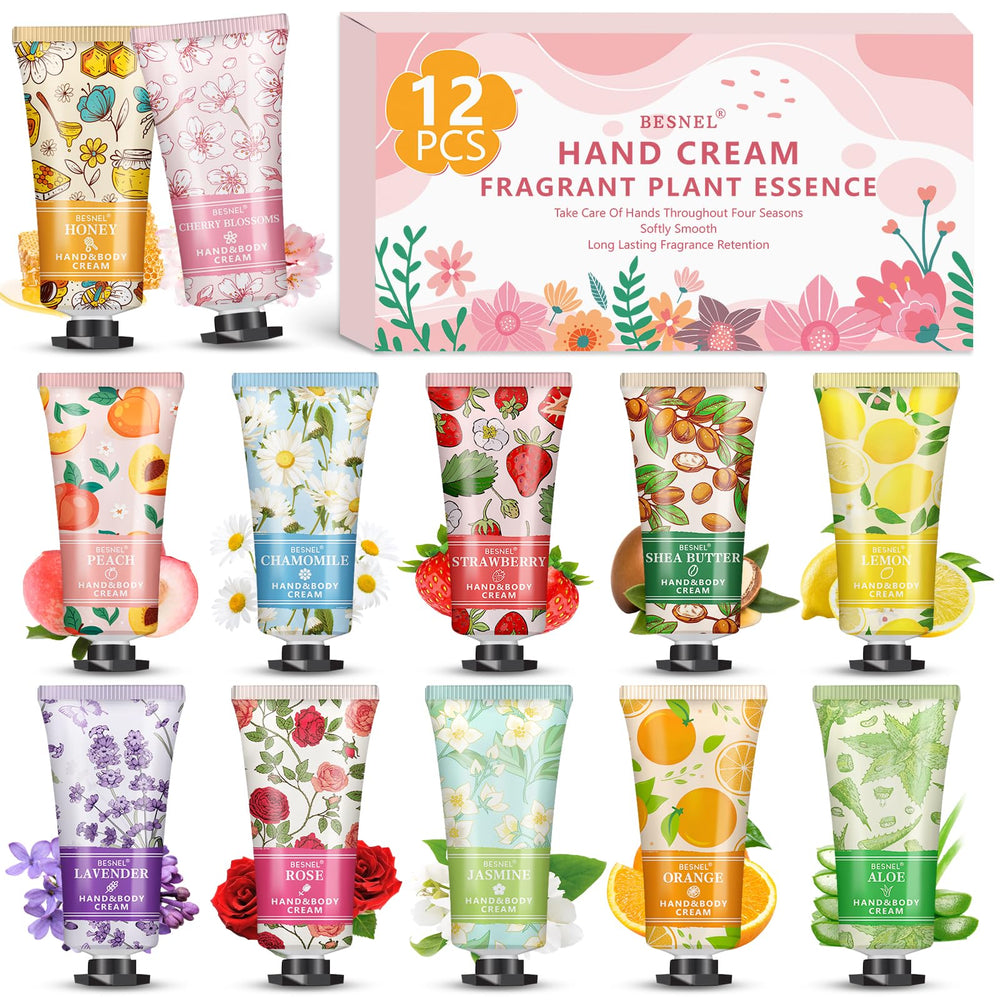 BESNEL coffret 12 crèmes mains – emballage élégant et cadeau pratique.