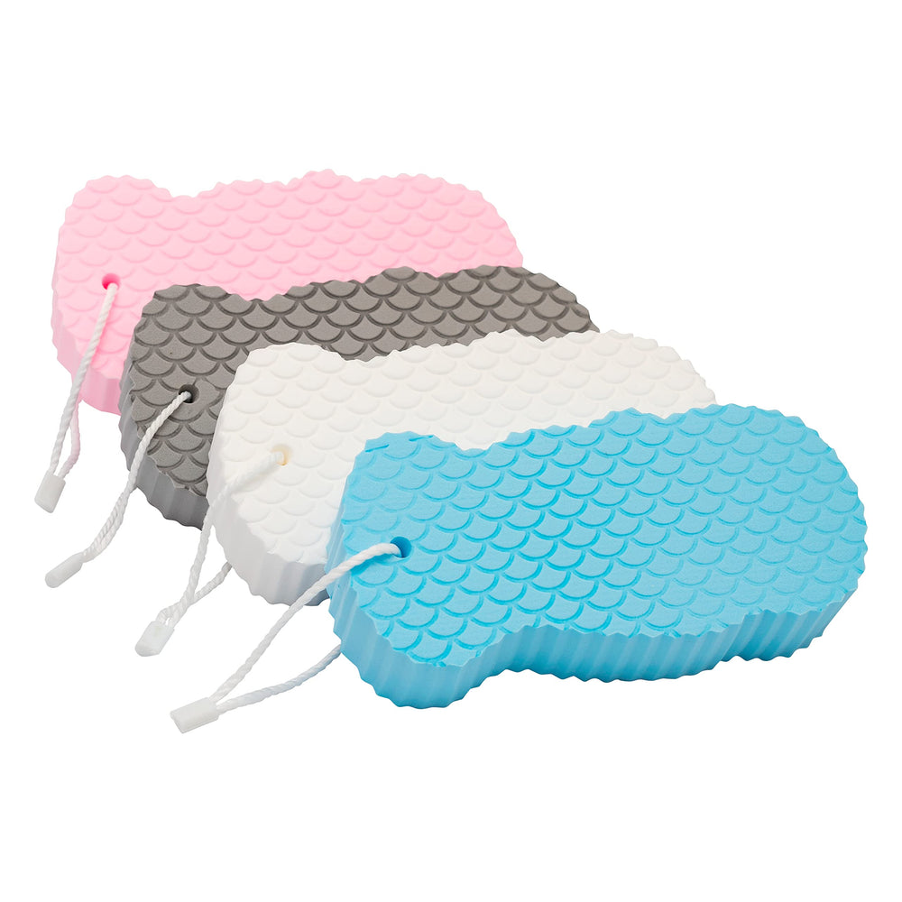 Besobella éponges exfoliantes roses pour un gommage doux quotidien.
