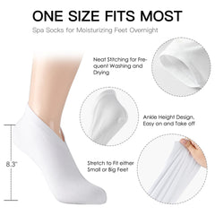 Chaussettes hydratantes BESSLEE utilisées au lit pour pieds lisses.