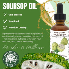 Best Nature's Cosmetics huile Soursop avec pipette en verre pour dosage précis.
