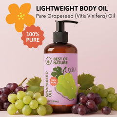 Best of Nature huile pépins-raisin appliquée sur le visage, absorption rapide.