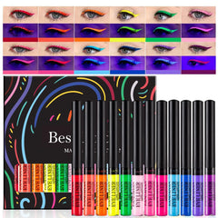 BestLand ensemble 12 couleurs eyeliner liquide mat : palette polyvalente pour looks colorés et durables