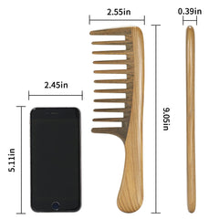 BESTOOL peigne anti-statique en santal naturel, idéal pour cheveux bouclés.