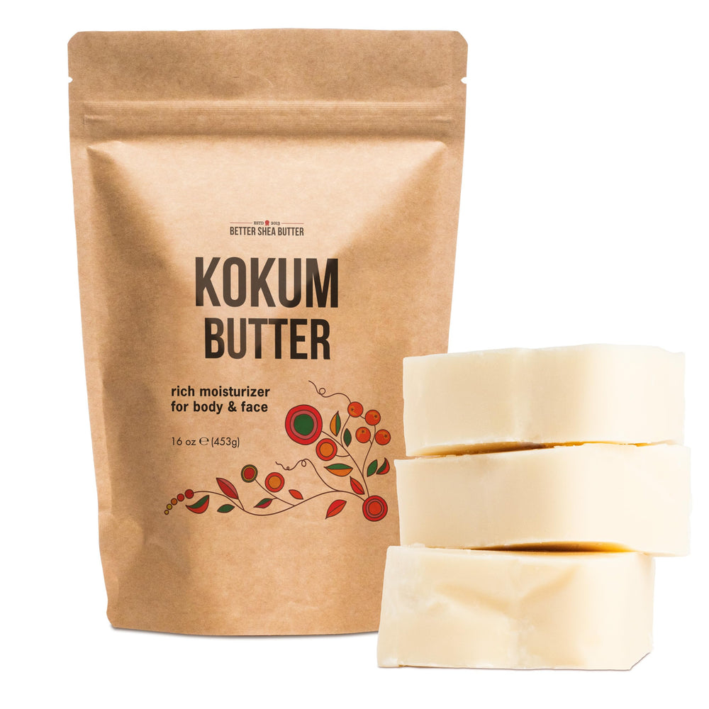 Beurre Kokum cru Better Shea Butter – bloc 1 livre, idéal pour recettes maison.