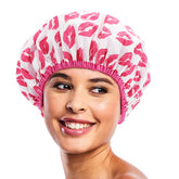 Capuchon de douche Betty Dain Fashionista grand format protège entièrement les cheveux de l'eau.