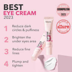 Beyou crème yeux caféine pot ouverte, texture onctueuse prête à l’application.