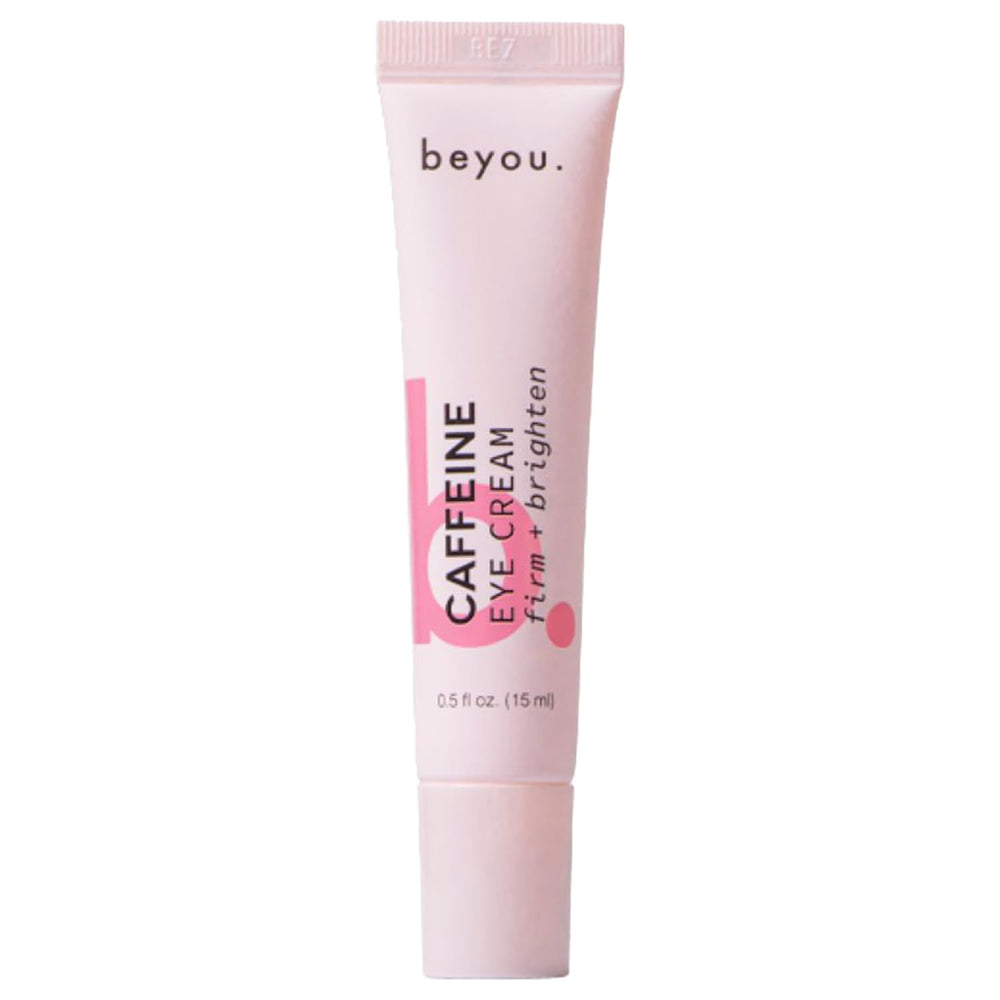 Beyou emballage crème yeux caféine, mise en valeur du produit et usage quotidien.