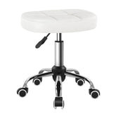BFTOU chaise roulante en PU blanc avec rotation à 360°, pratique pour postes de travail