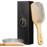 Brosse BFWood en bambou avec poils en acier pour démêler en douceur.