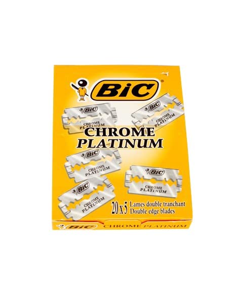 Lames BIC Chrome Platinum à double tranchant dans l'emballage, prêt à offrir précision et hygiène.