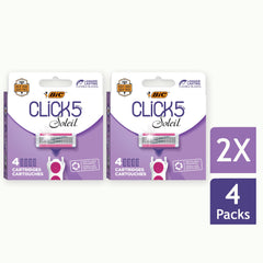 Têtes BIC Click 5 Soleil à 5 lames pour une coupe nette.
