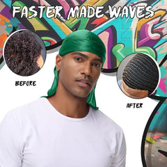 Durag BIGEDDIE à longue traîne et lanières larges pour maintien sûr.