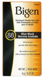 Bigen Coloration Poudre 88 Bleu Noir avec gants inclus pour une application propre.