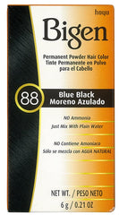 Bigen Coloration Poudre 88 Bleu Noir avec gants inclus pour une application propre.