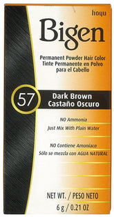 Bigen Poudre Coloration Cheveux #57 Dark Brown — couleur durable et naturelle, sans peroxyde.