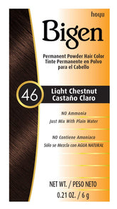 Poudre Permanente Bigen 46 châtain clair emballage pratique pour débuter votre coloration.