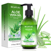BIGHTURE Aloe Vera Gel, flacon 100 % pur pour le visage et l'hydratation.