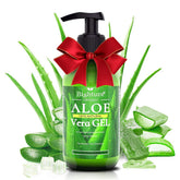 Gel aloé véra BIGHTURE sur le visage, pour hydratation rapide.