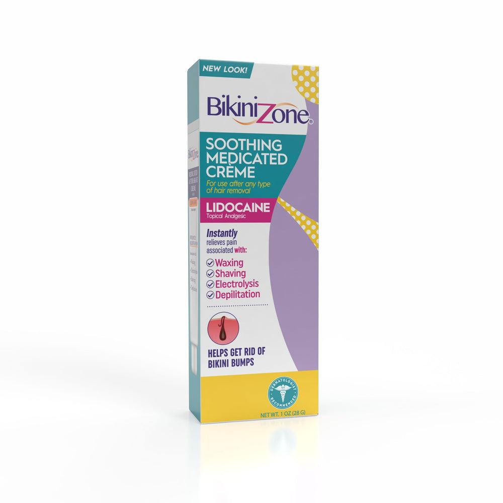 Bikini Zone Crème Après-Rasage : application rapide apaise les irritations.