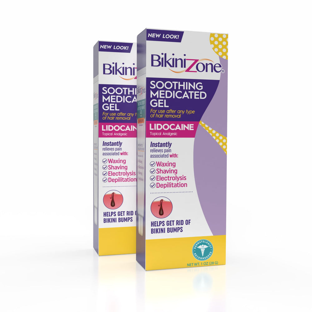 Bikini Zone – gel après-rasage lidocaïne, bouteille 1 oz, pack de 2, apporte un soulagement ciblé.