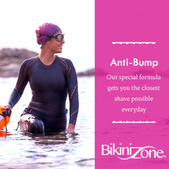 Gel Bikini Zone pour rasage, zone sensible visible grâce au gel.