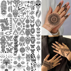 Bilizar tatouage temporaire noir demi-bras, parfait pour un look boho lors d'une soirée.