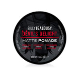 Billy Jealousy Devil's Delight matte pomade jar with strong hold and matte finish.
