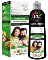 BIOGREEN ROOTS Shampoing naturel noir : bouteille et couleur naturelle visibles.
