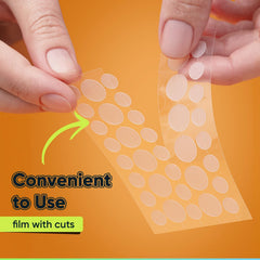Patch hydrocolloïde transparent BIORICA sur la peau, sensation fraîche.