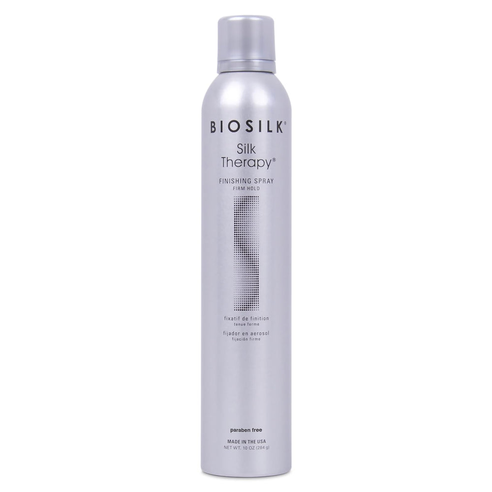 BioSilk Silk Therapy Finishing Spray bouteille vue, tenue longue duree et brillance